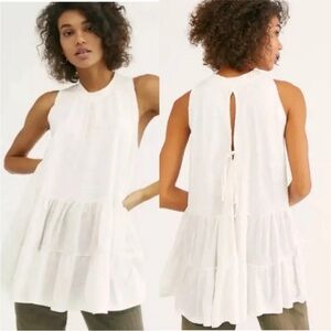 Free People Right On Time Tunic Tank Top, Ivory, XS